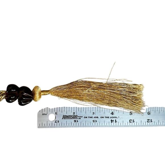 Boho Amber Glass Mala-Inspired Tassel Necklace - Picture 3 of 7